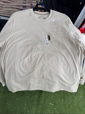 Benchmark FR Men’s Long Sleeve Pocket Tee - Light Khaki